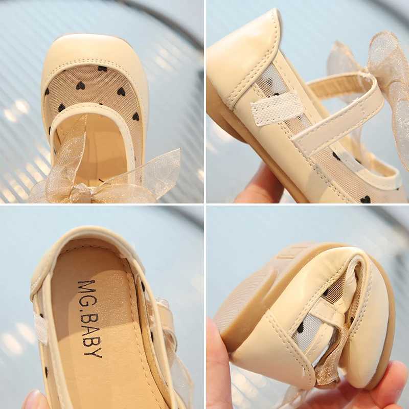 Little Girls Mary Janes Mesh Riband Square Toe Cute Children Flat Shoes 21-30 Toddler Autumn Three Colors Stylish Kids ShoeT250306