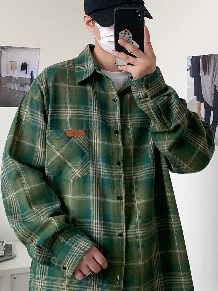 10XL Mens Plaid Long Sleeve Shirt Spring Plus Size 6XL 7XL 8XL 9XL Oversize Fashion Casual Loose Soft Dress Shirts 250303