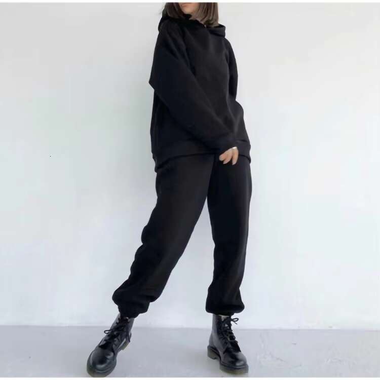 Wholesale Clothing Custom Fashion Cotton Long-Sleeved Sports Casual Hoodies Pullover Sweatshirt 2 Piece Set Women