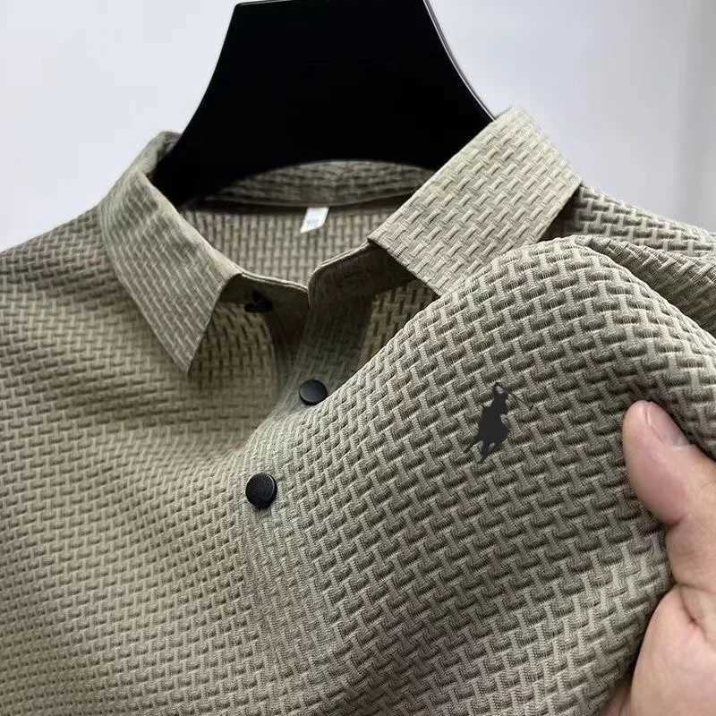 2025 new summer high quality casual mens ice silk short sleeve POLO shirt fashion outdoor comfortable breathable top T-shirt X250306