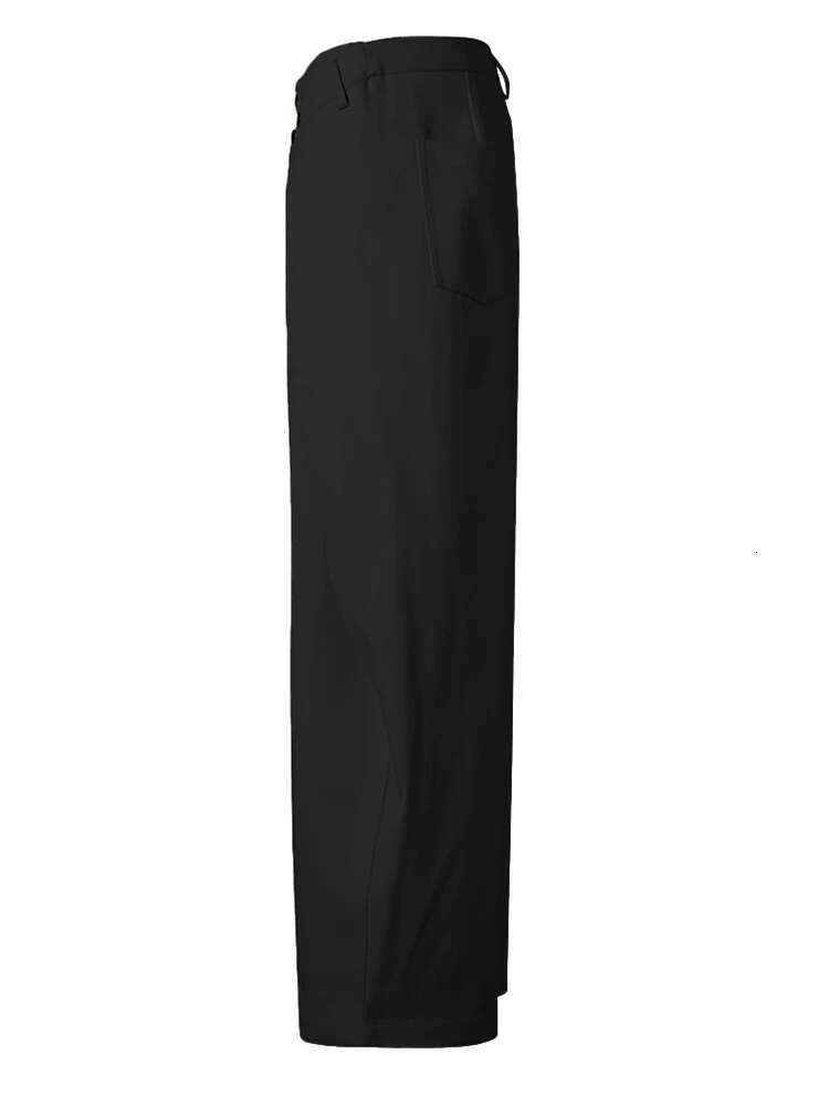 EAM High Waist Black Button Irregular Spliced Long Wide Leg Pants New Trousers Women Fashion Tide Spring Autumn 2025 Cpg2744