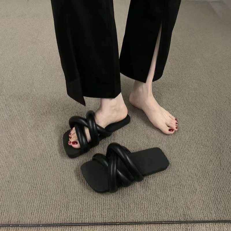 2023 Summer Wen Slippers Fi Open Toe Slip Sandals Flat Heel Outdoor Casual Beach Slides Shoes Flip Flops Wen Y250306