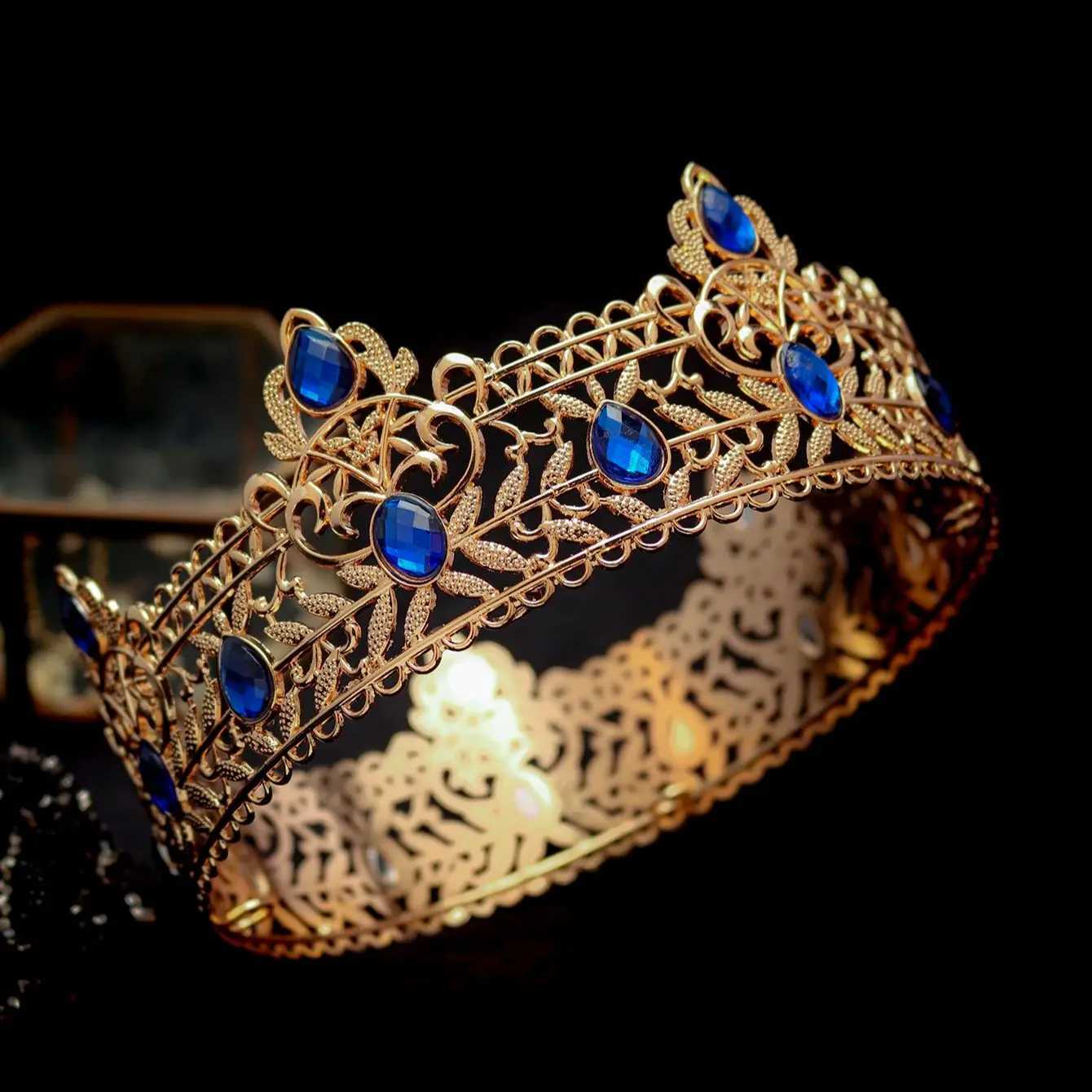 Round Wedding King Tiara piece For Men Rhinestone Royal Crown Hair Ornaments Important Occasion Jewelry Accessories X250306