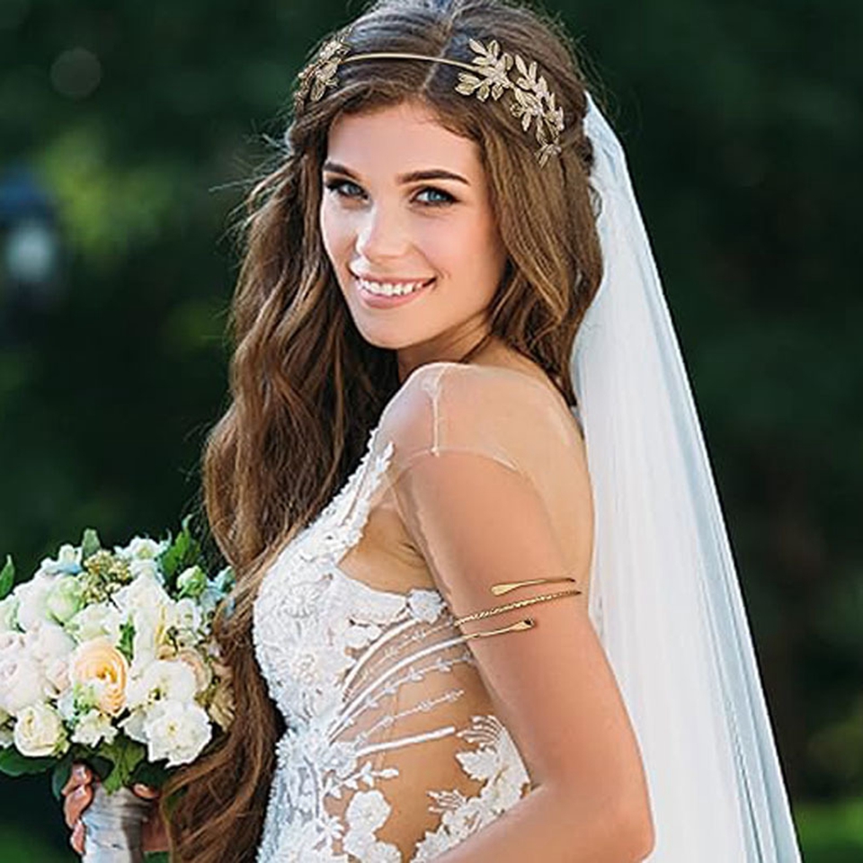 Greece Greek Goddess Cosplay Party Jewelry Baroque Golden Leaf Crown Bridal Headwear Halloween Accessories Earring Cuff Bracelet Hairabnd jewelry