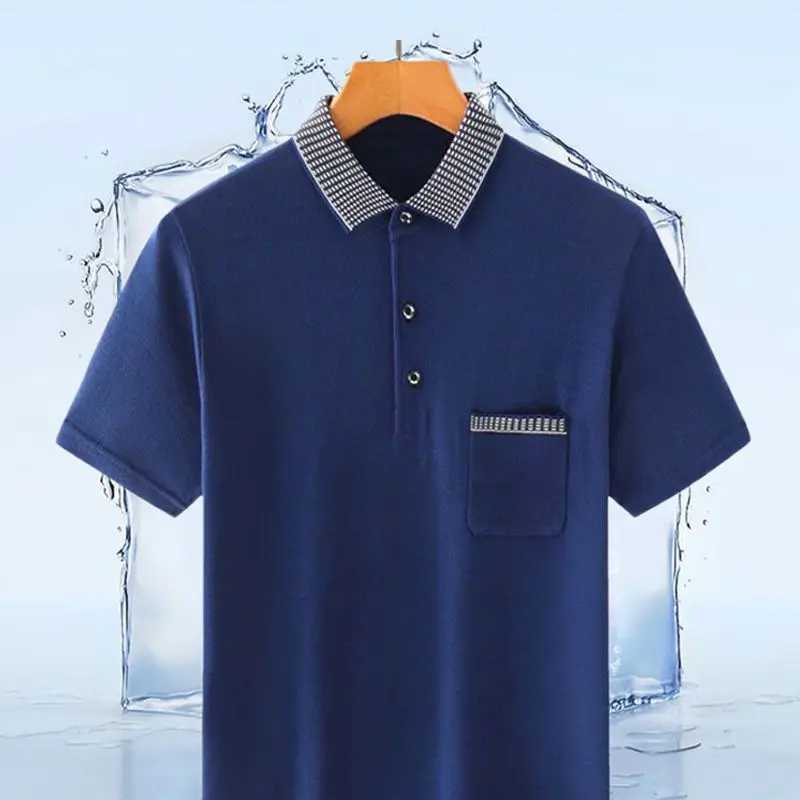 Mens Clothing 2023 Summer Fashion Business Casual Buttons Polo Shirt Male Short Sleeve Loose Pocket Comfortable Cotton Tee Tops X250306