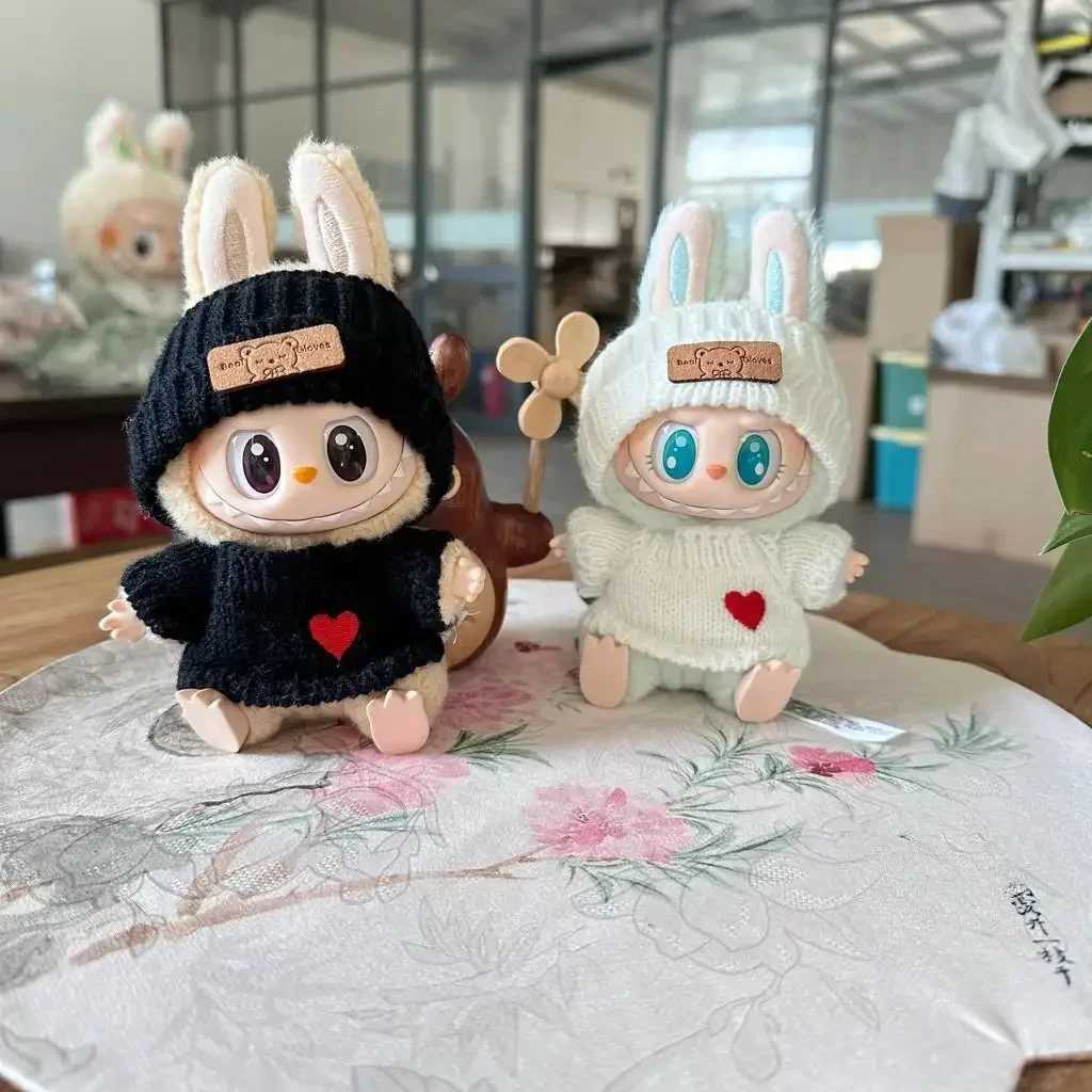 For 17cm labubu doll outfit clothes bear label hat love sweater set Cute Decoration Little ClothesT250307