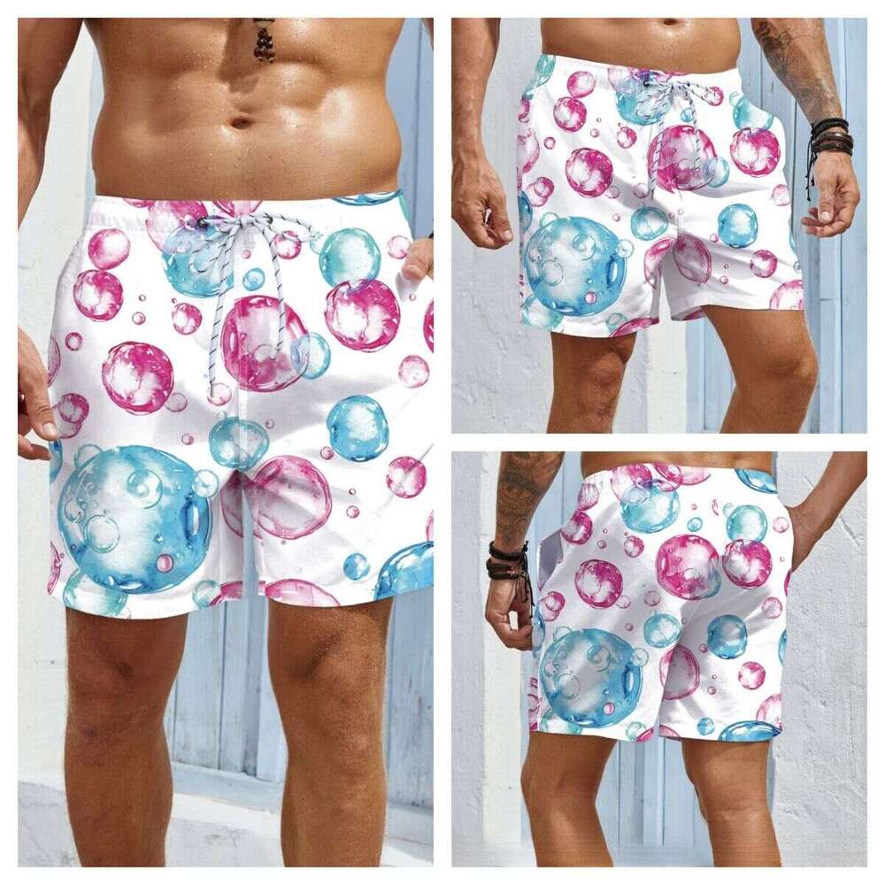 Coconut tree quick drying beach Hawaiian shorts, casual men's beach, summer loose surfing pants, 2025 new style, chic and elegant clothing