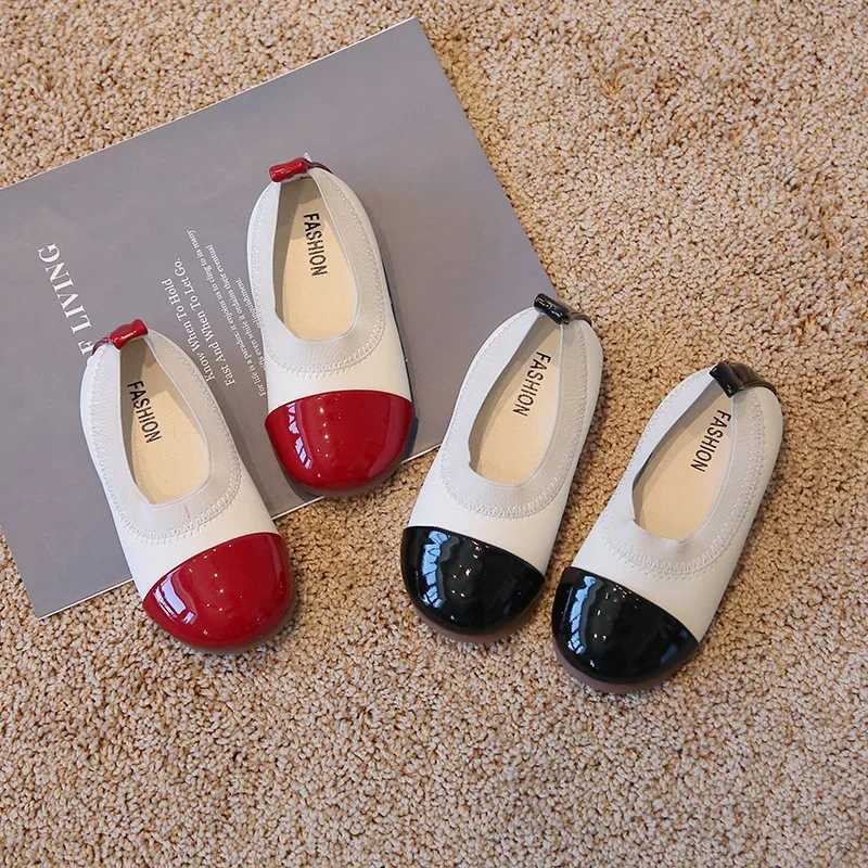 Girls Ballet Flats Patchwork Slip-on Round Toe Children Princess Shoes 24-33 Fashion Four Colors Soft Light Kids Casual ShoeT250306