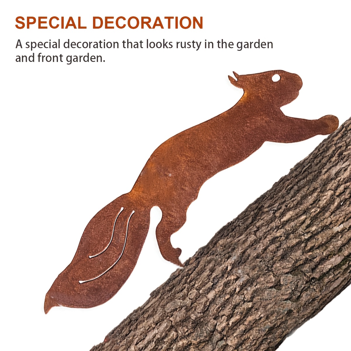 1 Piece Rustic Metal Squirrel Statue Rusty Squirrel Climbing On Thing Tree Trunk Metal Garden Decor Garden Stakes Rusty Garden Decoration