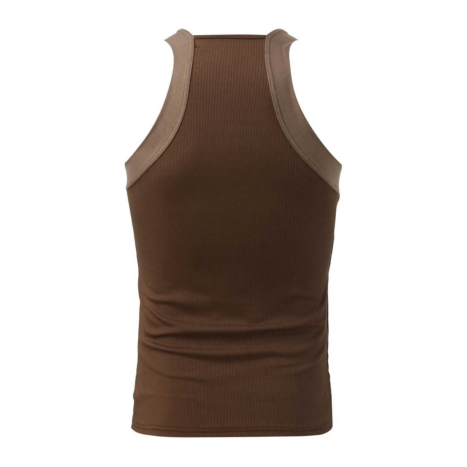 Male Camisole Sleeveless Vest Solid Color Sexy Tank Tops Off Shoulder Striped Nightclub Tops Sexy Male Gym Sporty Tops MensT250318