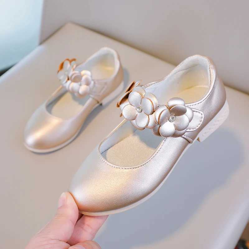 Autumn Girls Mary Janes Appliques Low Heel Beautiful Kids Princess Shoe Three Colors Pointed Toe Breathable Children Shoe 26-36T250306