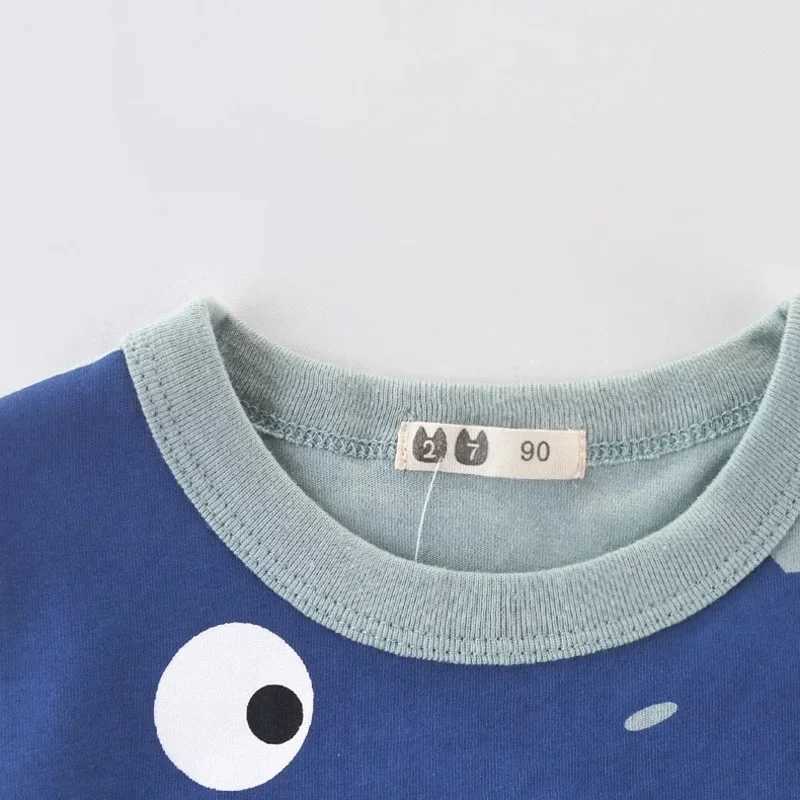 2025 Cartoon Print Baby Boy Dinosaur T Shirt For Summer Infant Kids Boys Girls Lion T-Shirts Clothes Cotton Toddler Letter TopsT250306
