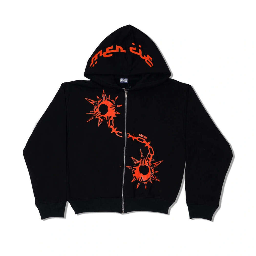 Sweatshirt print zipper long sleeved pullover hoodie sweatshirt jacket trendy street y2k gift for man