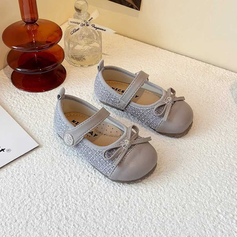 Bow Solid Kids PU Leather Shoes Fashion Bling Non Slip Baby Girls Flats Shoes Princess Hook Loop Toddler Children Mary JanesT250306