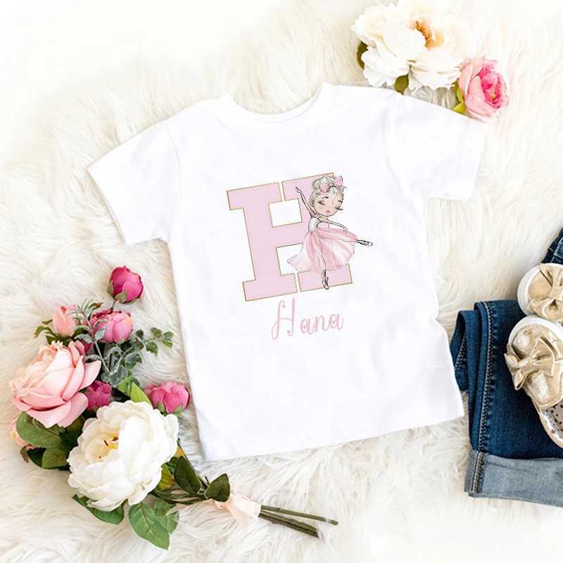 Girls Personalised Ballerina Printed T-shirt Custom Name Ballet Shirt Personalized Gift for Dancer Toddlers Tee ClothesT250306