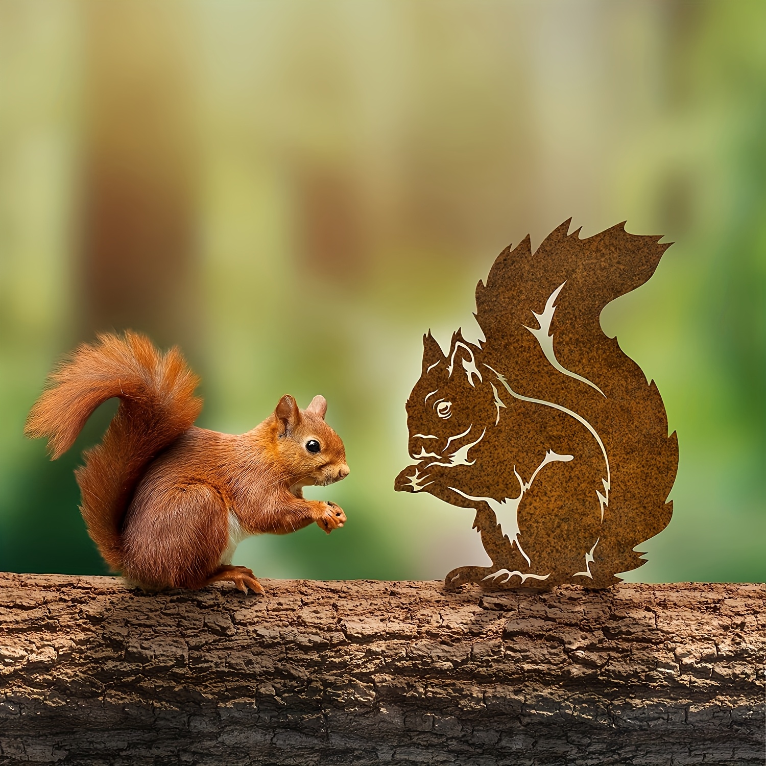 1 Piece Rustic Metal Squirrel Statue One Piece Rust Over Time Nature Inspired Crafts Garden Decorative Ground Plugs Metal Garden Ground Plugs