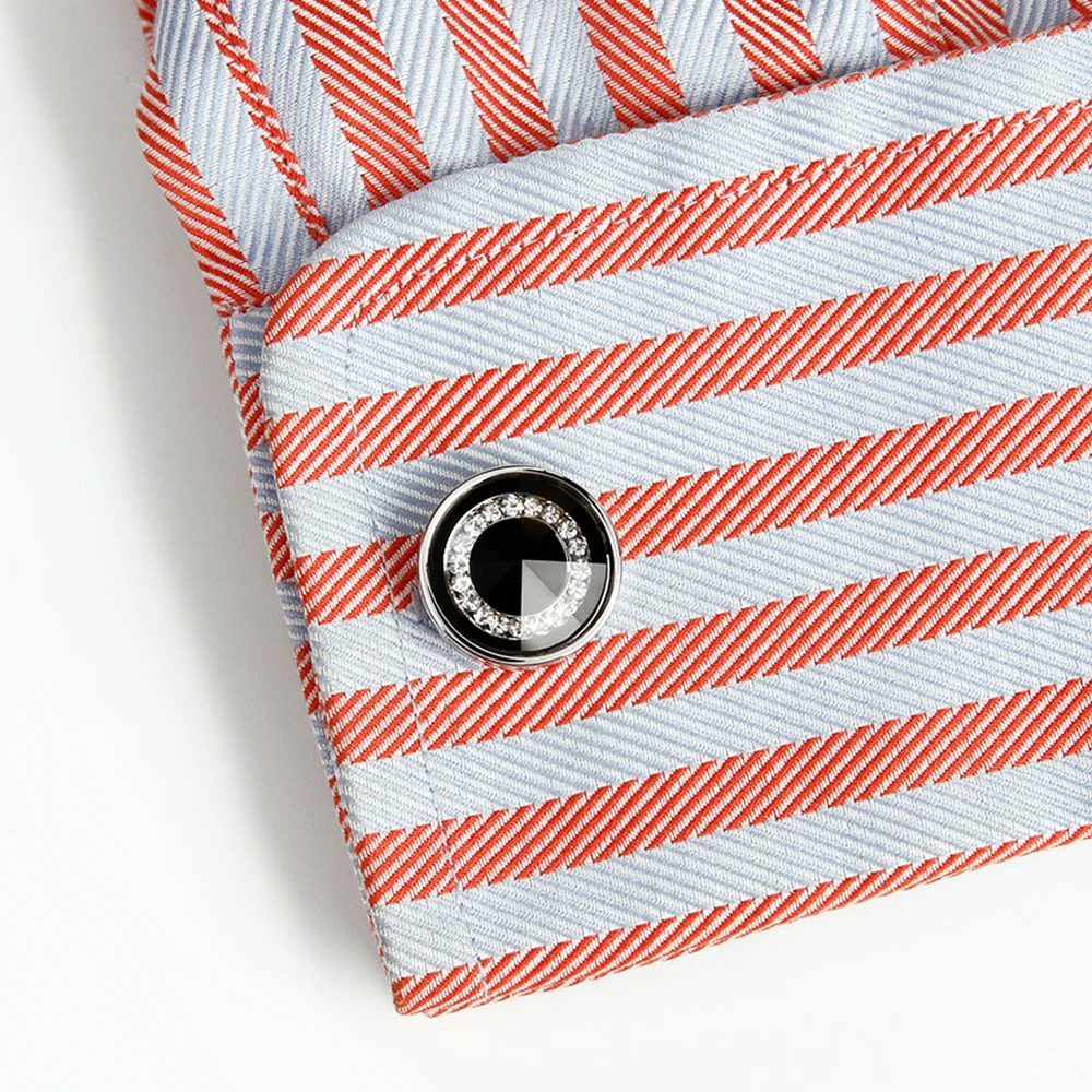 Cufflinks for Men TOMYE XK21S045 Crystal High Quality French Round Black Blue Formal Dress Shirt Wedding Cuff Links Gifts 250227