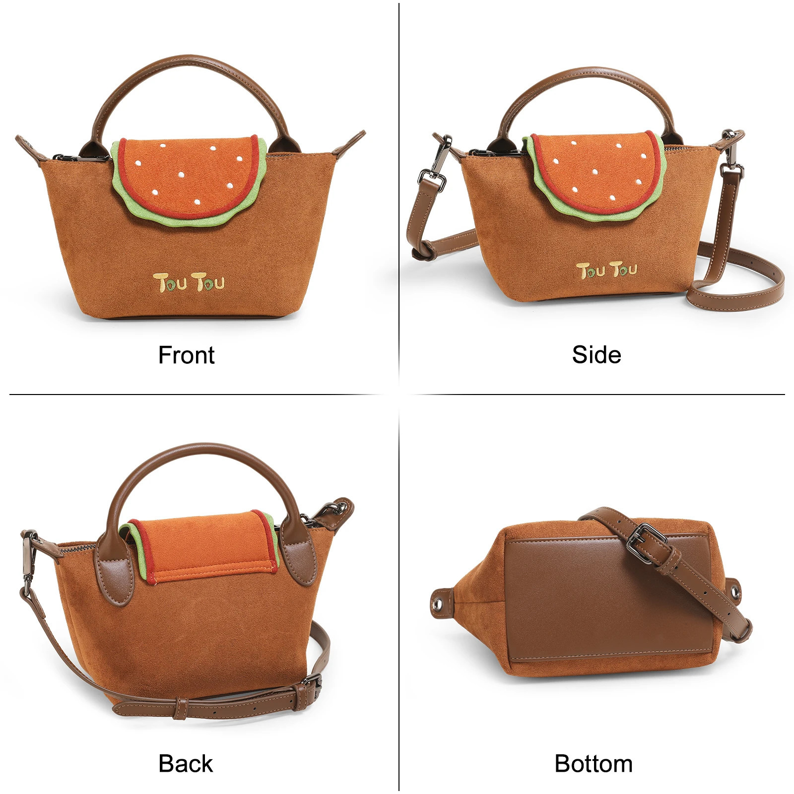 TOUTOU Niche Hamburger Bag Women Hand-held Dumpling Crossbody Bag Adjustable Shoulder Strap Valentines Day Gift for Girlfriend 250306