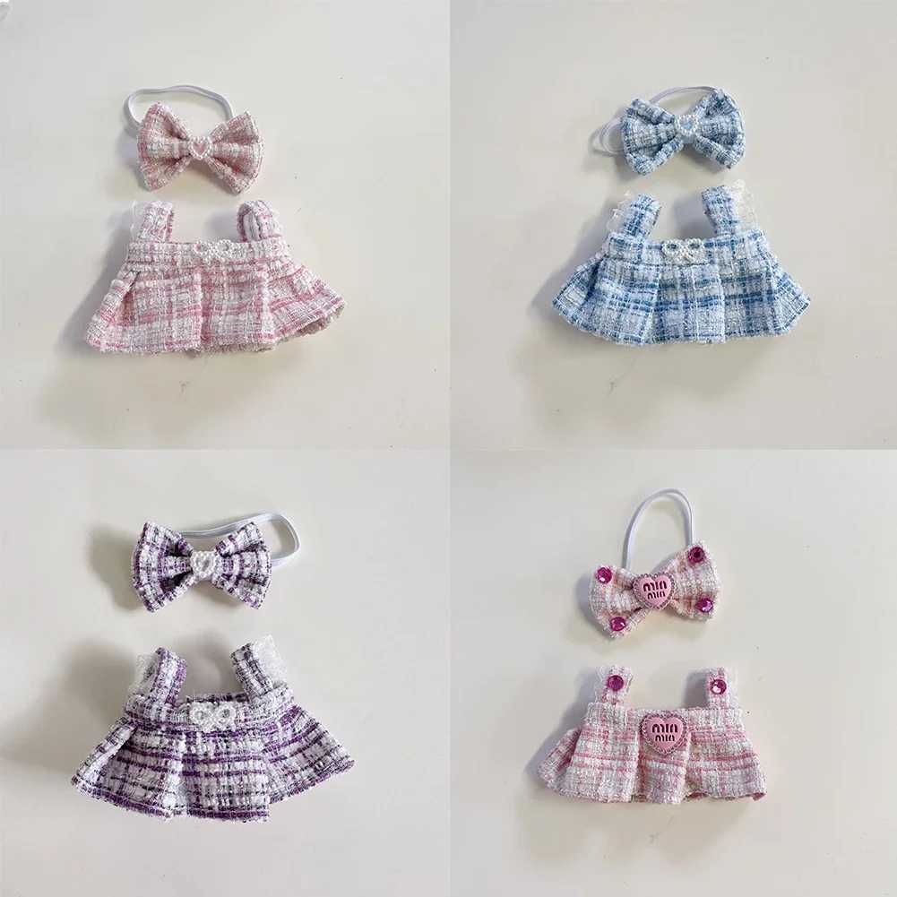17cm Labubu Plush Doll Clothes Outfit Accessories Korea Kpop Exo Labubu Idol V1 V2 Black Dress Suit GiftT250307