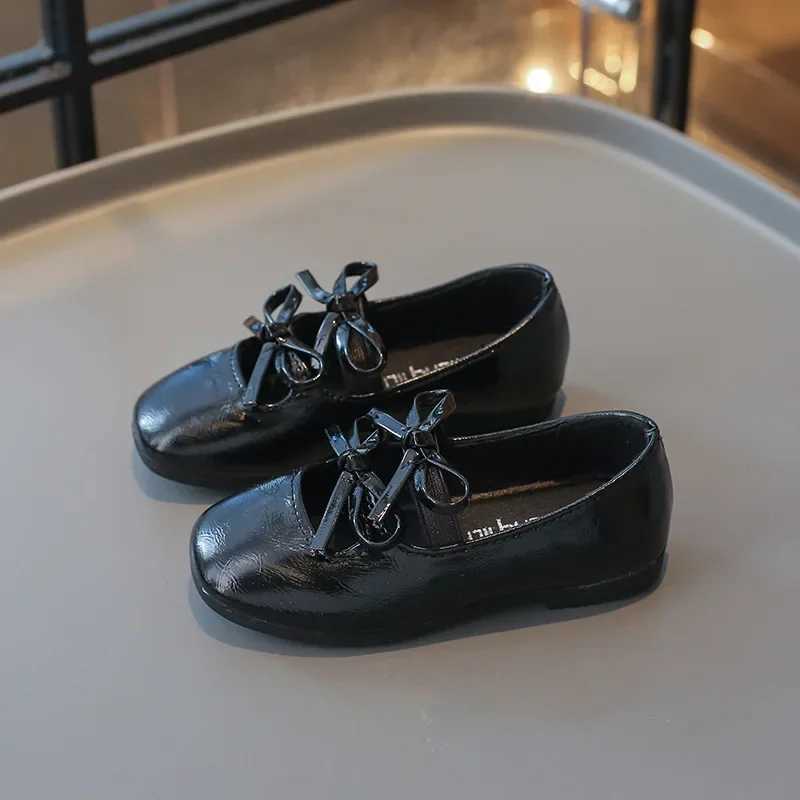 Princess Shoes for Girls New 2025 Fashion Double Bowknot Chic Children Mary Jane Shoes Gold Sliver Square Toe Elegant Kids FlatsT250306