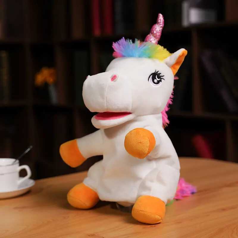Kawaii Unicorn Cock Penguin Bull Plush Hand Puppet Stuffed Animal Toy Doll for Playtime Gift for Children Adults W250306