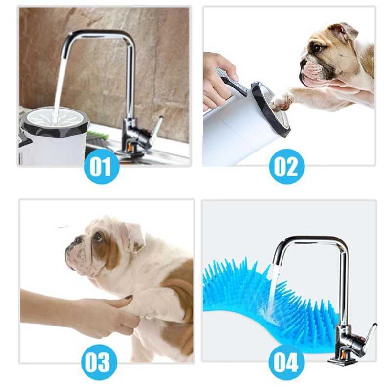 Automatic Electric Pet Foot Washer EU US Plug Feet Cleaning Cup Clean Tool Rechargeable Silicone Brush Paw Washer for Large Dogs M250306