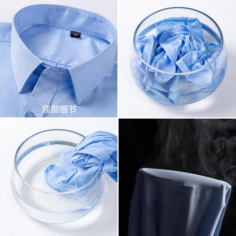 AntiWrinkle Men Shirts Short Sleeves Dress For Slim Fit Camisa Social Business Blouse Pocket White Shirt S6XL 7XL 250227Z