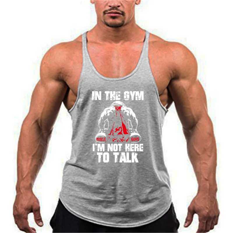 Professional Bodybuilding Stringer Tank Top Men Graphics summer No Pain No Gain Sports vest Fitness clothing Cotton gym singletsT250318