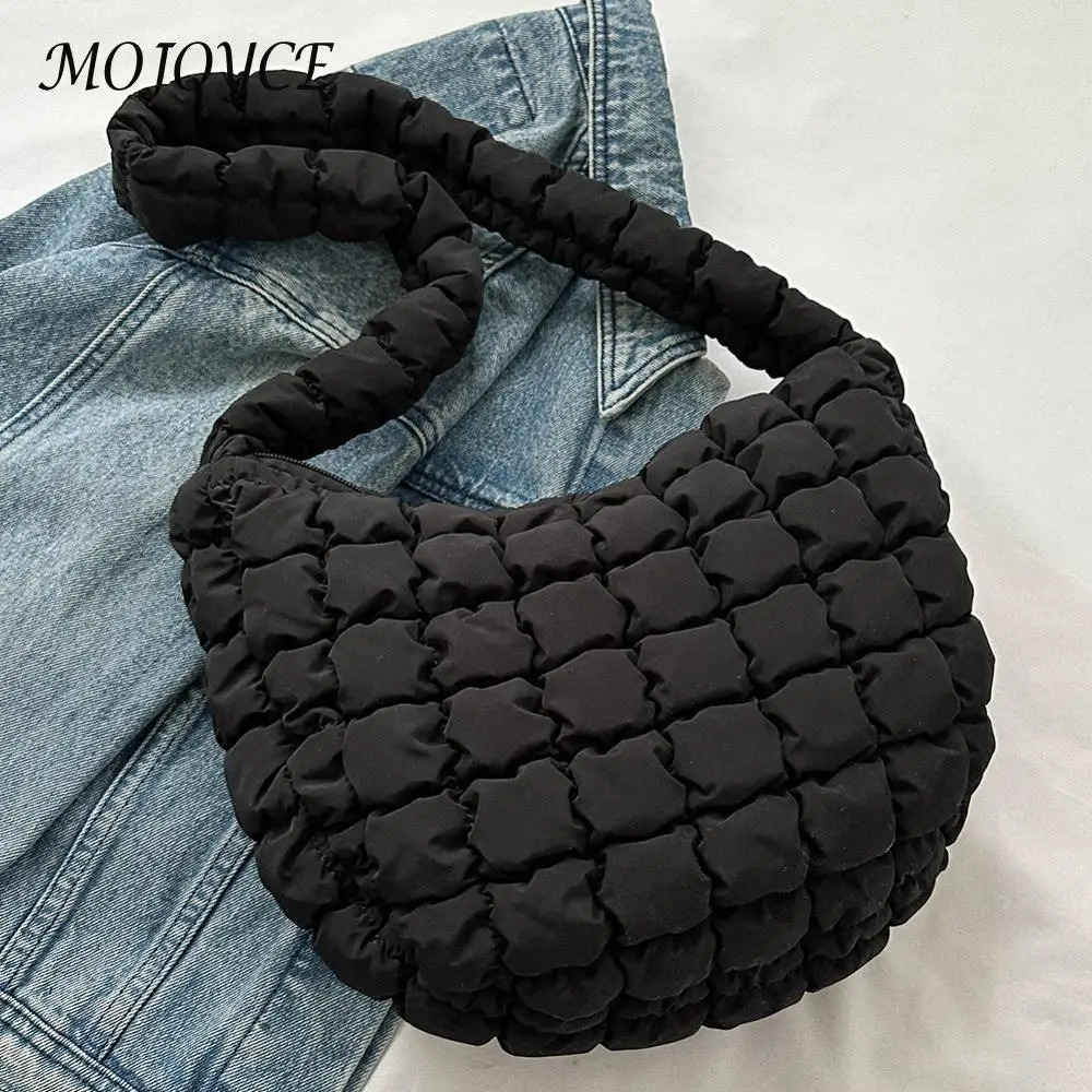 Fashionable Ladies Quilted Pleated Sling Bag Large Capacity Versatile Cloud Purse Stylish Handbag for All Occasions 250306