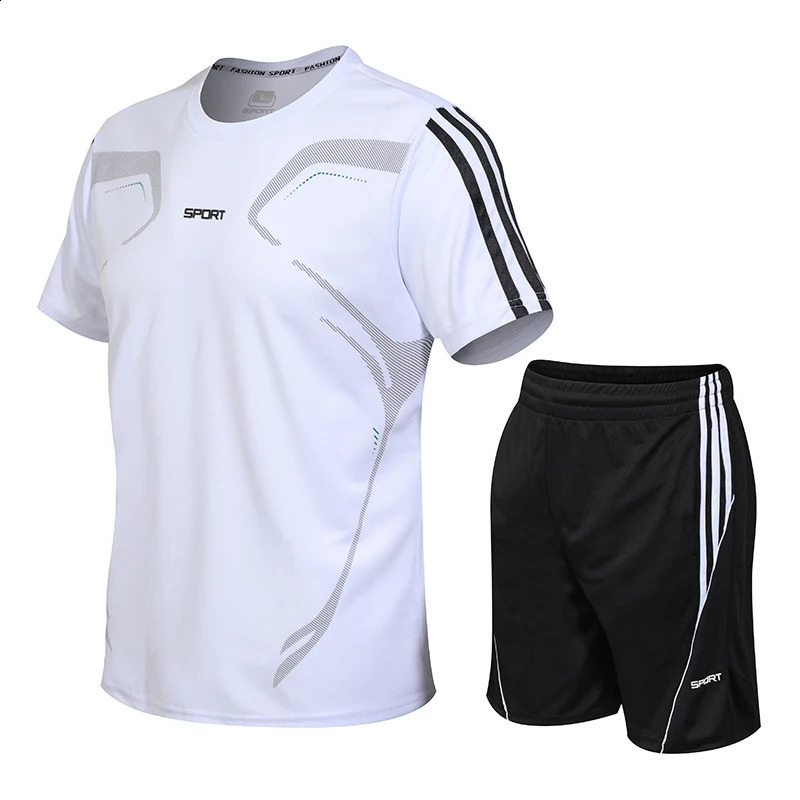 Sports Set Mens Summer Fitness Short sleeved Tshirt Quick Drying Clothes Running Loose Casual Sportswear Large 250305