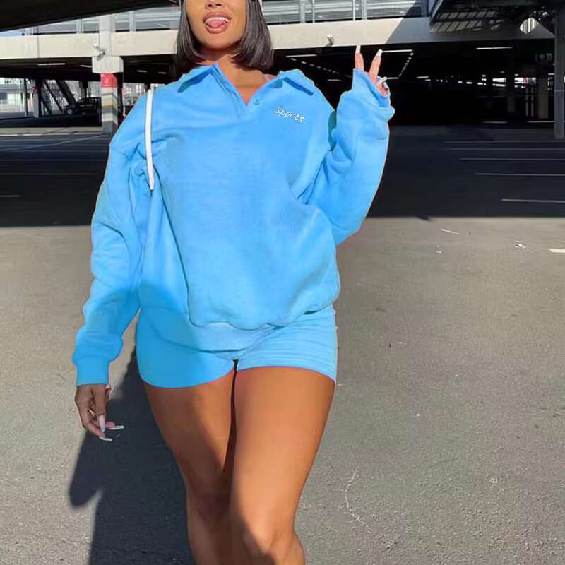 Women's Fashionable Autumn Sports Hoodie With Crew Neck Long Sleeved Embroidered Pullover Trendy Fleece Set
