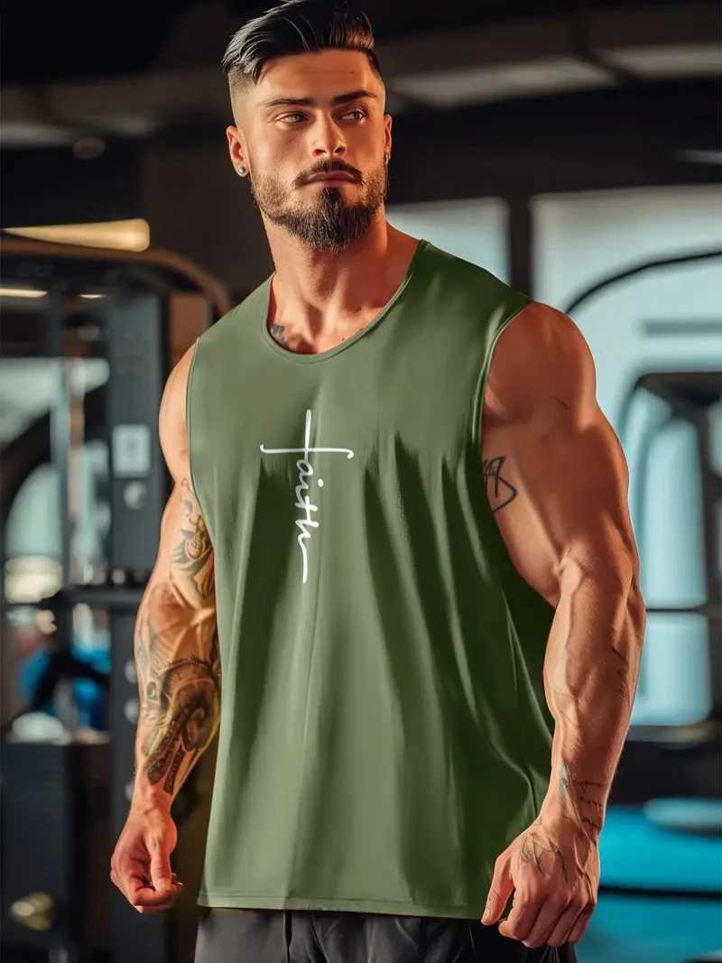 Mens Fitness Tank Top Quick Dry Fabric Sleeveless Top Gym Sports Tank Top Mens Bodybuilding Clothing Mens Singlet SweatshirtT250318