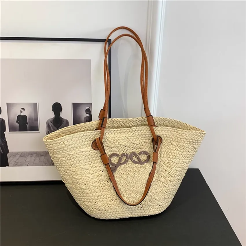 Designer bags beach bag Designer Basket Straw Anagram Shoulder Bag Fold Tote Handbag Woman Raffias Men Weekend Duffel Bag Summer Weave Travel Cross Body Clutch