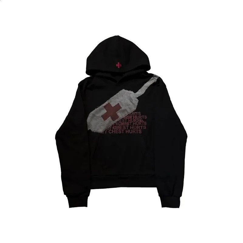 European and American Spring Fashion Street Loose Pullover Hoodie Men Y2k Goth Hip-hop Rock Oversized Sweatshirt Women 250305