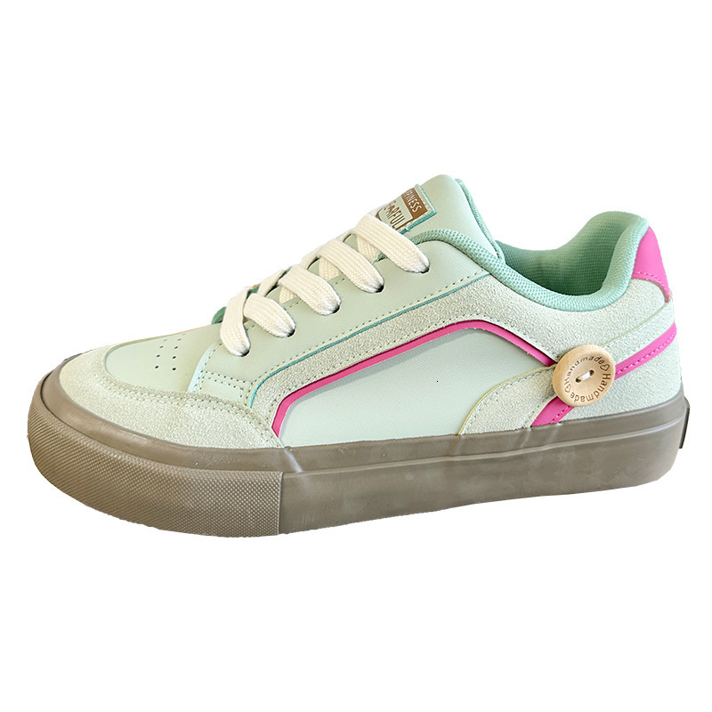 2025 designer Live streaming hot mint green men's casual board shoes, unisex couple shoes, spring new leather men's shoes