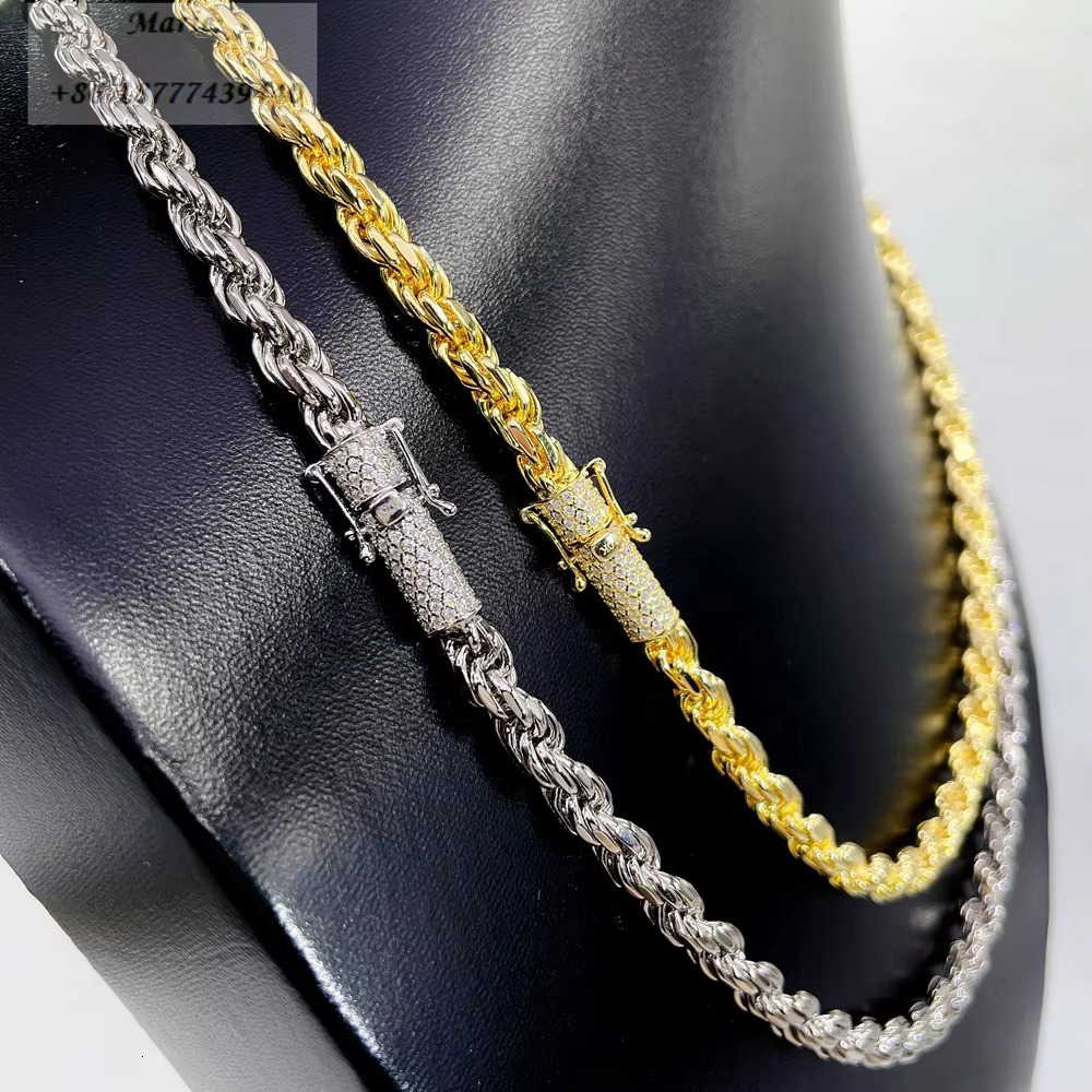 Wholesale Price High Quality Necklace 6mm Width Necklace 925 Silver Rope Chains Diamond Rope Chain