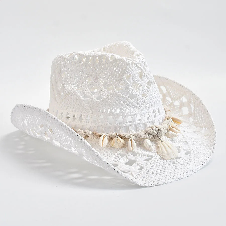 Summer Hand Woven Straw Hat for Women Shell Decoration Holiday Beach Sun Hat Chapeu Panama Feminino 250303