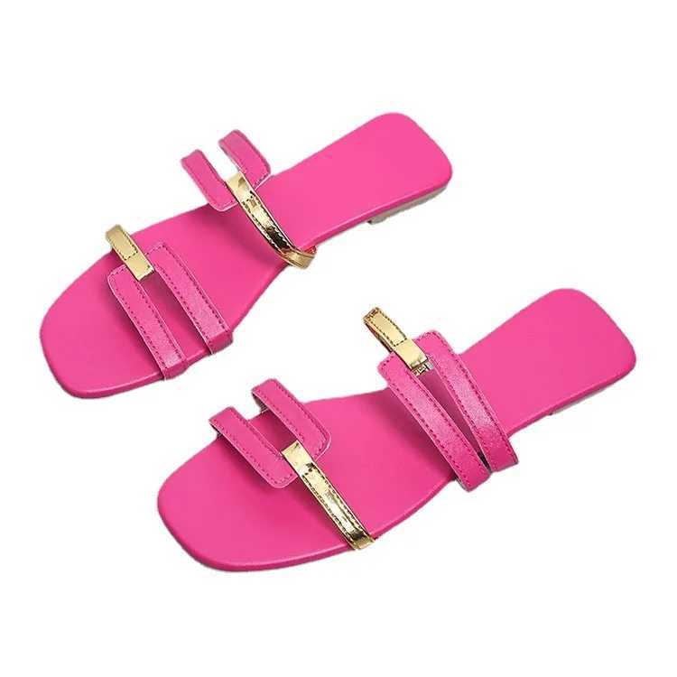 Plus Size 36-43 Shoes for Wen Summer Flat Flip Flops Shallow Casual Fem Slides Re Open Toe Slippers Slingback Sandals Y250306