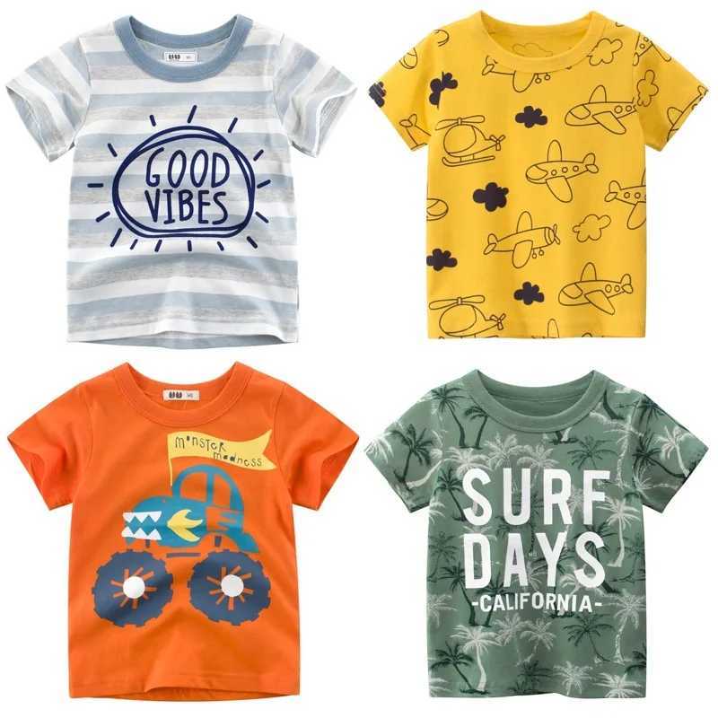 Boys Short Sleeve T-shirt Summer Children Kids Cotton Cartoon Tops For Little Boys 2 3 4 5 7 9 Years Stripe TeesT250306