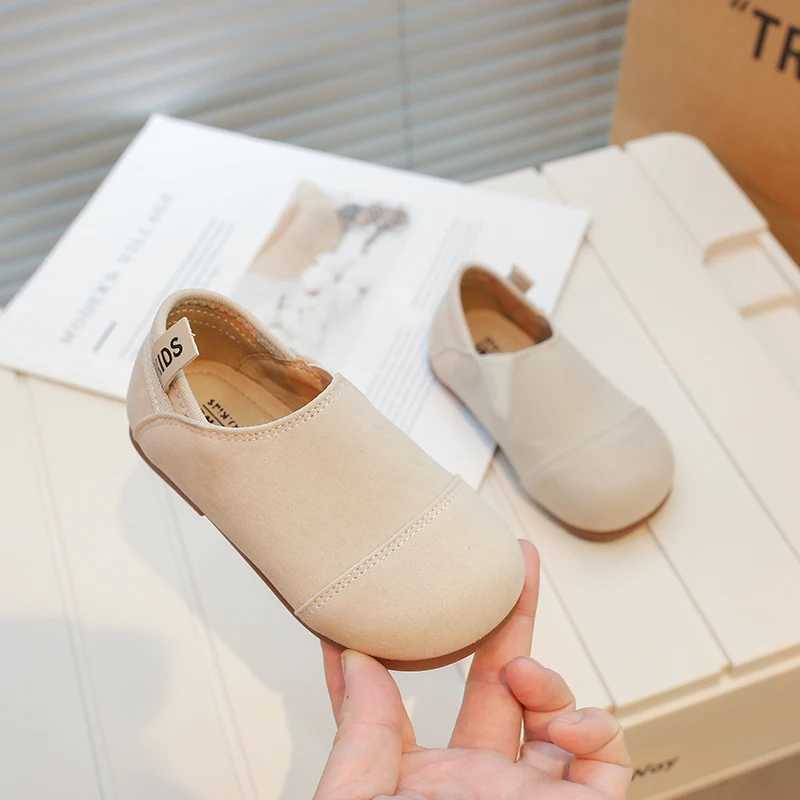 Girls Loafers Shoes 2024 Fashion Spring Autumn Kids Children Wide Leather Splicing Comfortable Princess Rubber Flat Shoes BabyT250306