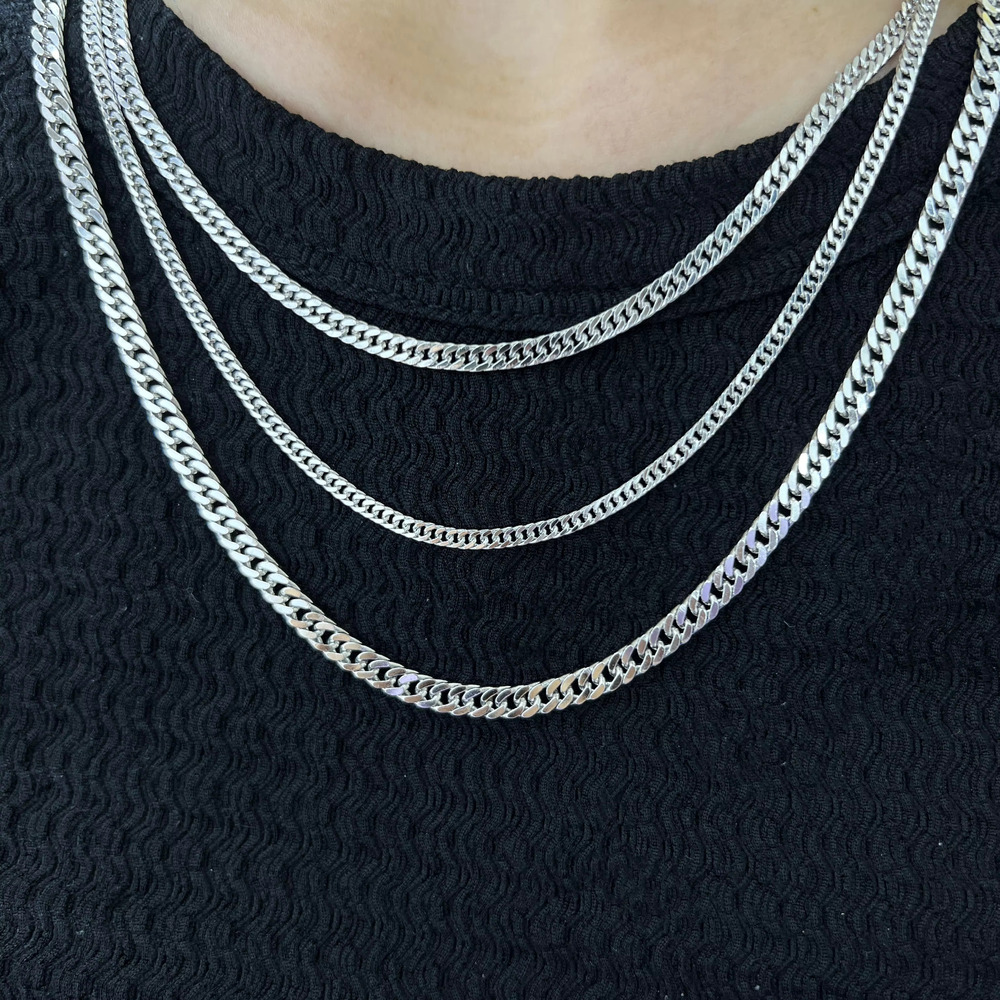 Twisted Rope Italian Figaro Cuban Curb Chains Stackable Unisex Jewelry Solid 925 Sterling Silver Chain Necklace for Men Women