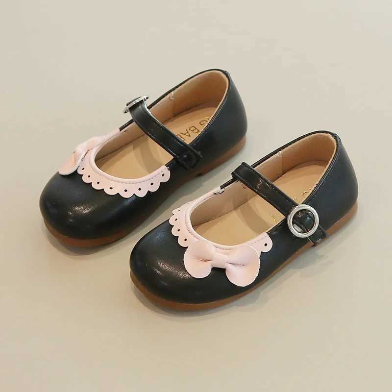 Girls Princess Shoes Ruffles Sweet Shallow Autumn Children Flat Shoes 21-35 Four Colors Beautiful Stylish Kids Leather ShoesT250306