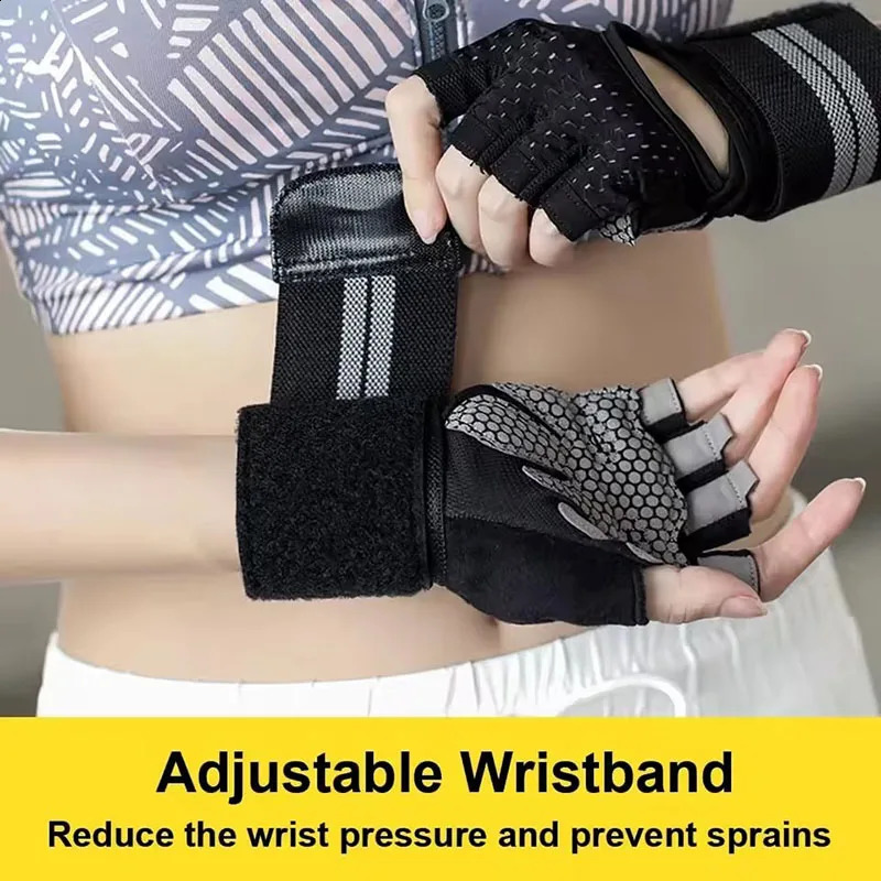 Mens and Womens Half Finger Cycling Gloves Anti Slip Breathable Accessories Gym Exercise Wristband 250304