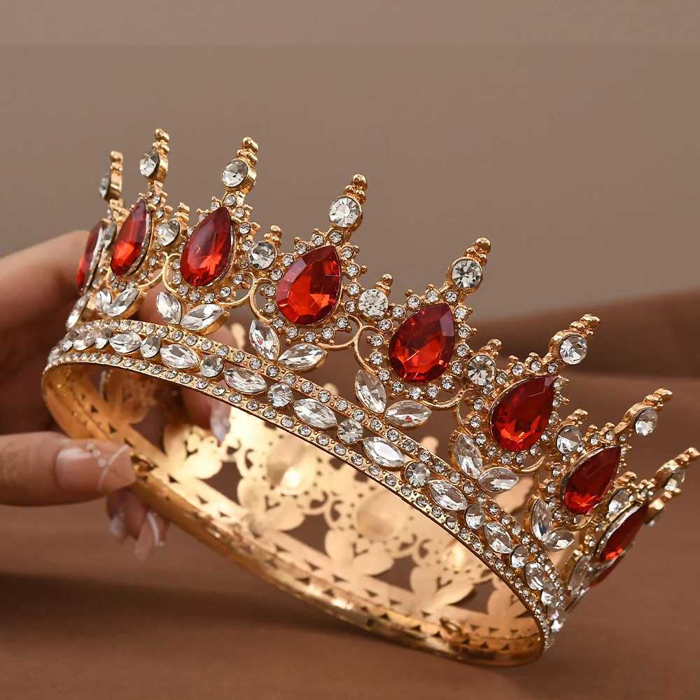 European Princess Tiara Round Baroque Pageant Crowns Crystal Fl Crown King Tiaras Bridal Wedding Hair Accessories X250306