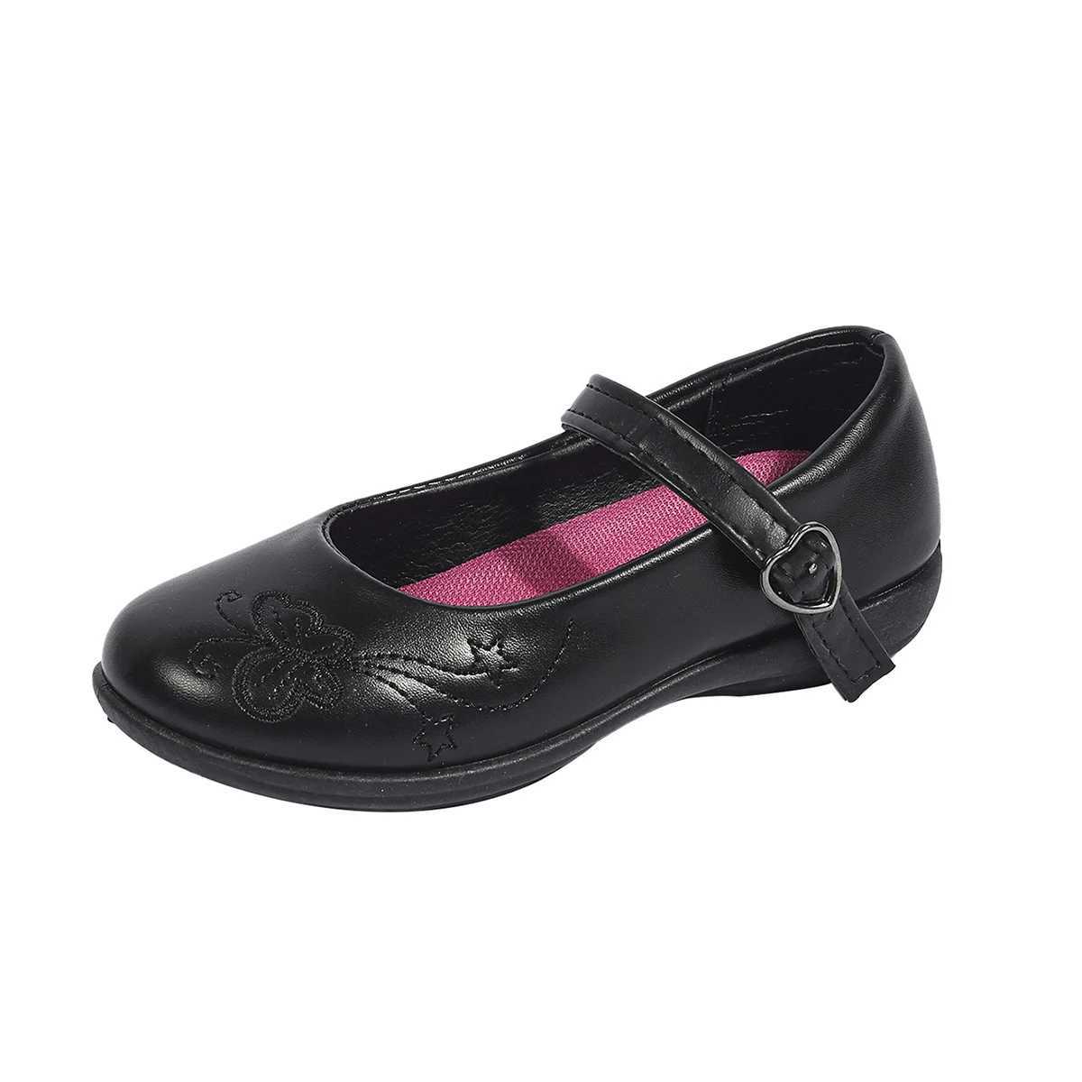 Unishuni Girls Mary Jane School Uniform Shoes Children Black Dress Shoe Kids Lightweight Soft Flats with Velcro Closure 25-36T250306