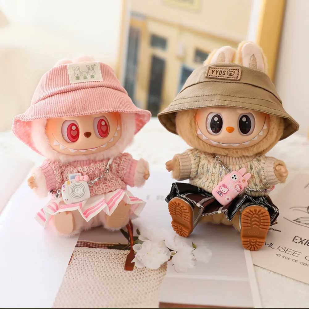 17cm Labubu Doll Clothes Set for Ropa Labubu Macaron Dolls JK Pleated Skirt with Camera and ShoesT250307