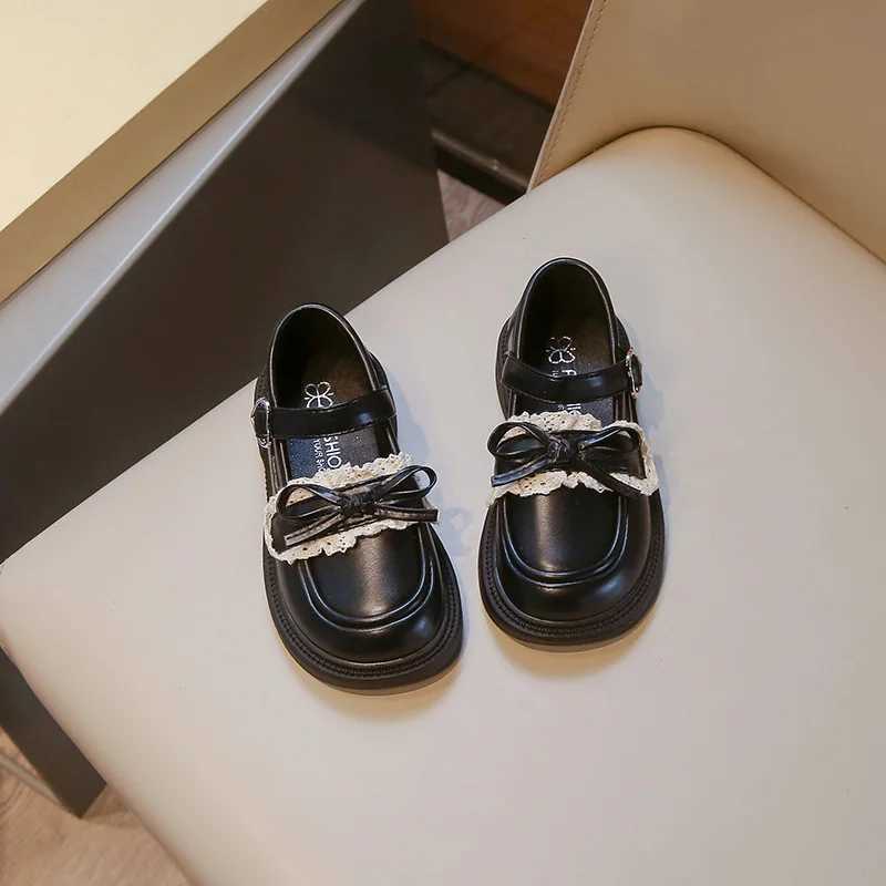 Princess Elegant Flats Baby Girls Chic Leather Mary Jane Shoes Children Wedding Party Dress Shoes for Girls Black Beige ShoesT250306