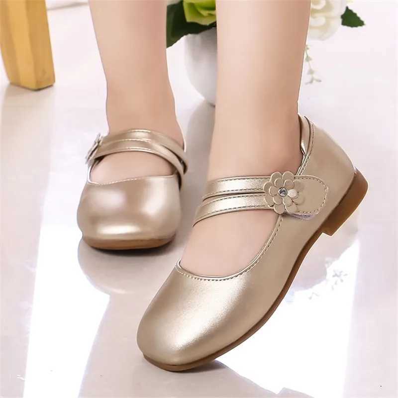 Girls Shoes Princess Floral Big Girl Shoes Kids Shoes For Girls Soft PU Leather With Flowers Sweet Cute Children Flats Mary JaneT250306