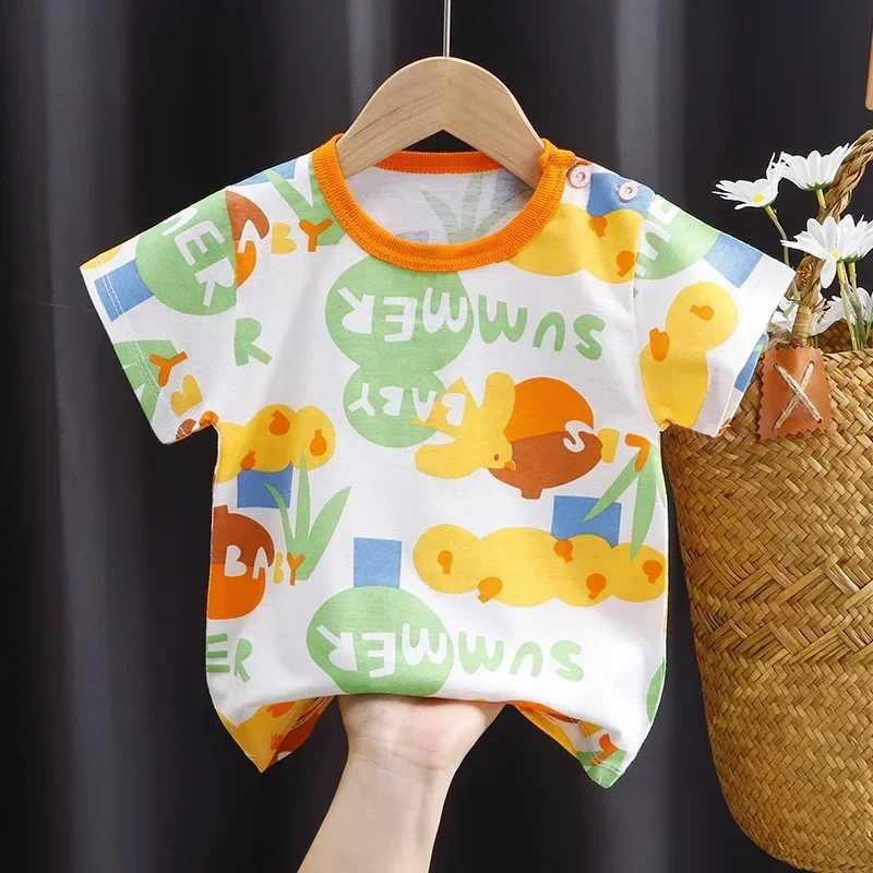 Baby Summer T-shirts Kids Toddler Childrens Clothing Cartoon Print Cotton Tee Tops Boys and Girls ClothesT250306