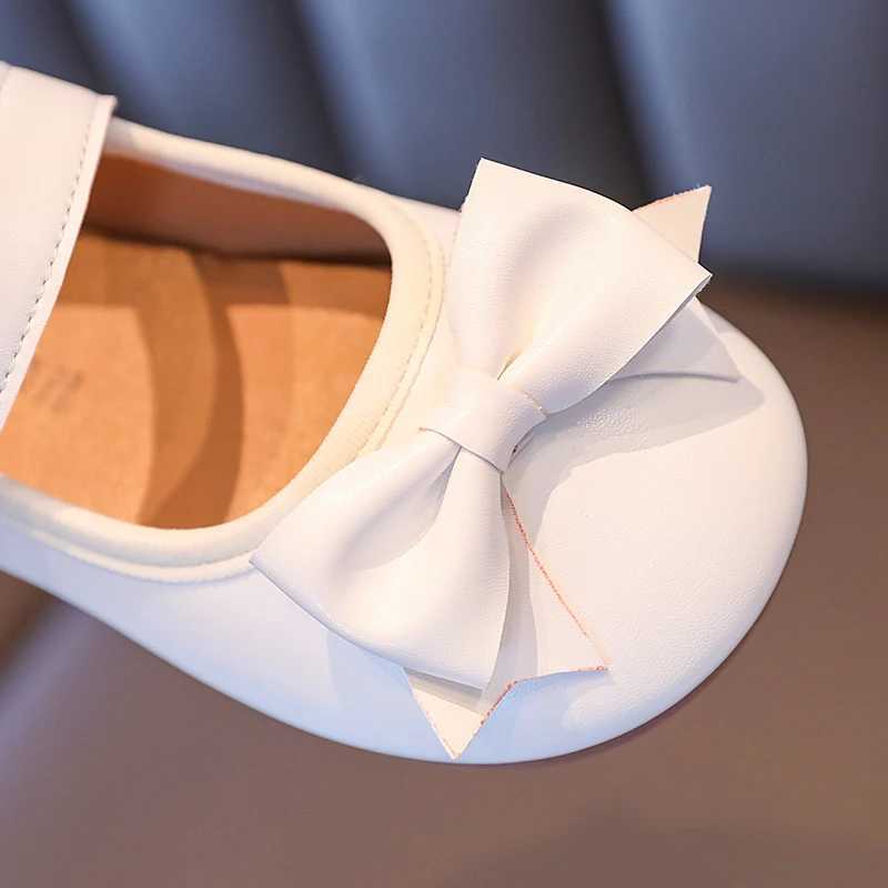 Top New Baby Girls Shoes Kids Bow-knot Princess Shoes For Wedding Party Dance Student Leather Shoes Red Black WhiteT250306